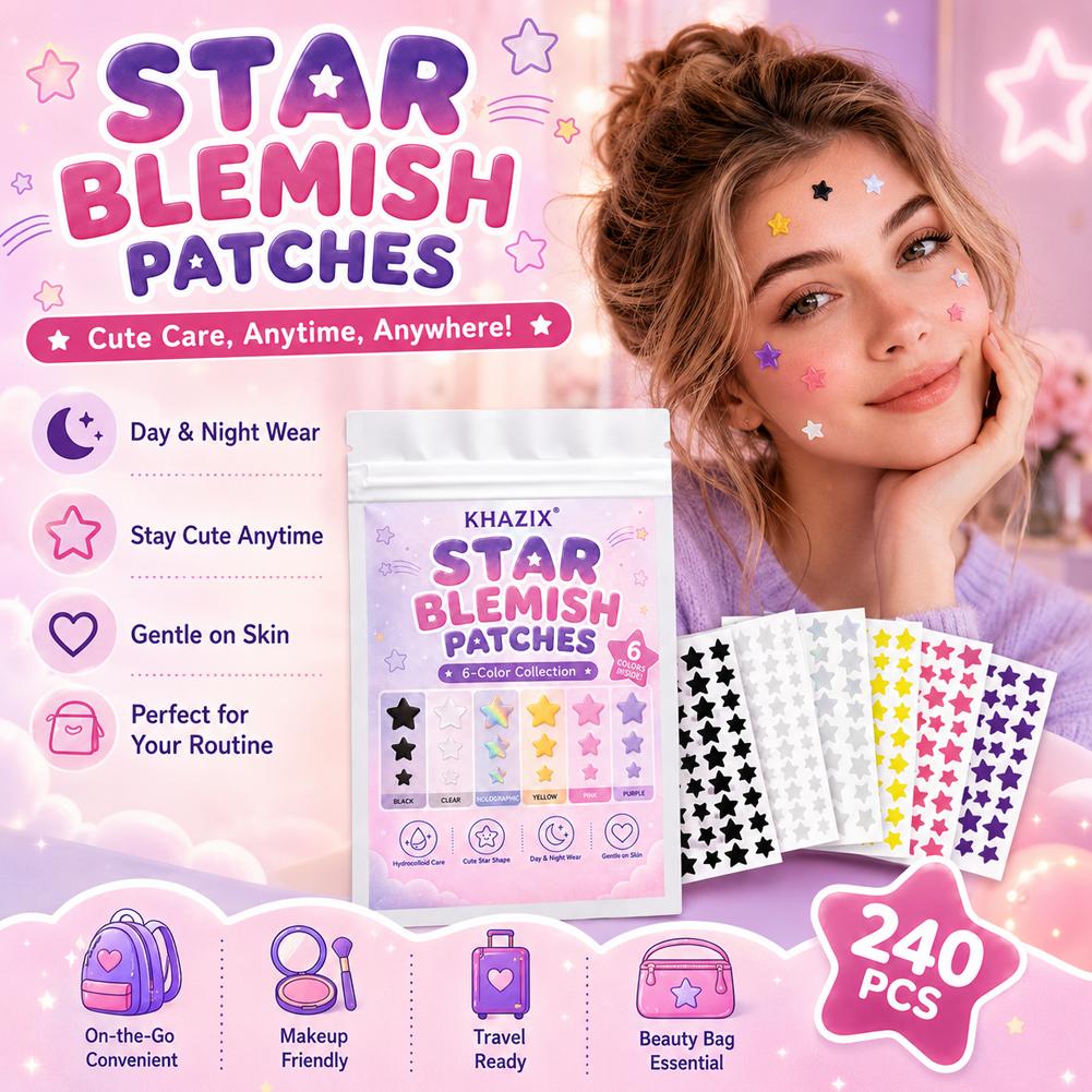 Hydrocolloid Acne Patch - 240PCS Plester Jerawat Bentuk Bintang Untuk