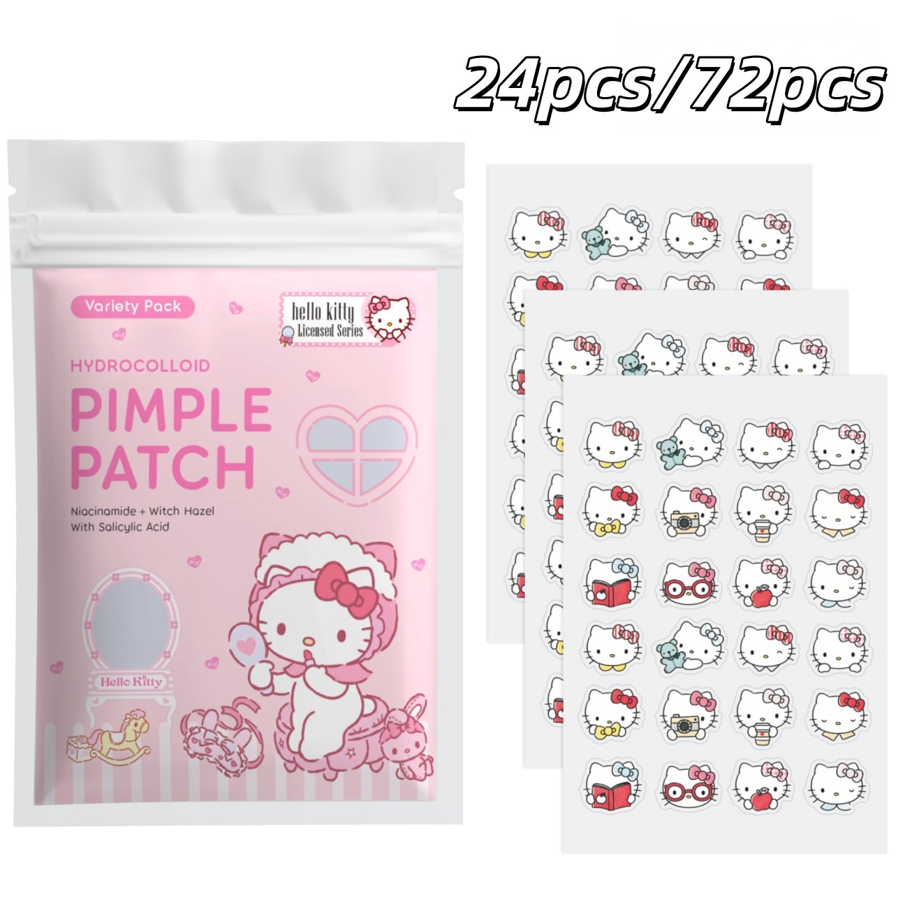 24/72pcs Hello Kitty Hydrocoll - Hydrocolloid Acne Patch ulasan dan harga